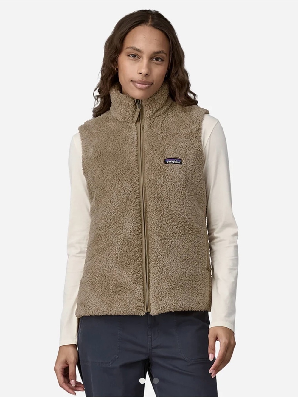 Patagonia Women's Los Gatos Sherpa Vest in Taupe Brown
